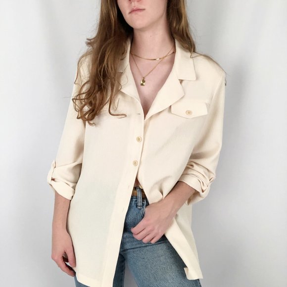 Vintage Union Made Oversized Button Down Shirt Long Sleeve Boyfriend Shacket Top - Picture 5 of 5